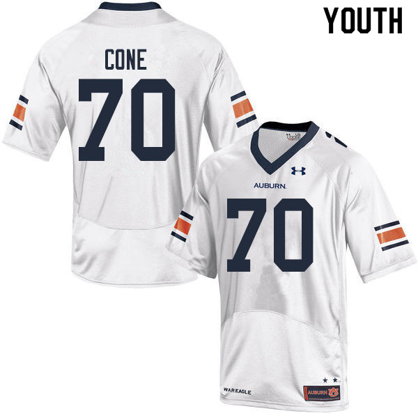 Youth #70 Michael Cone Auburn Tigers College Football Jerseys Sale-White